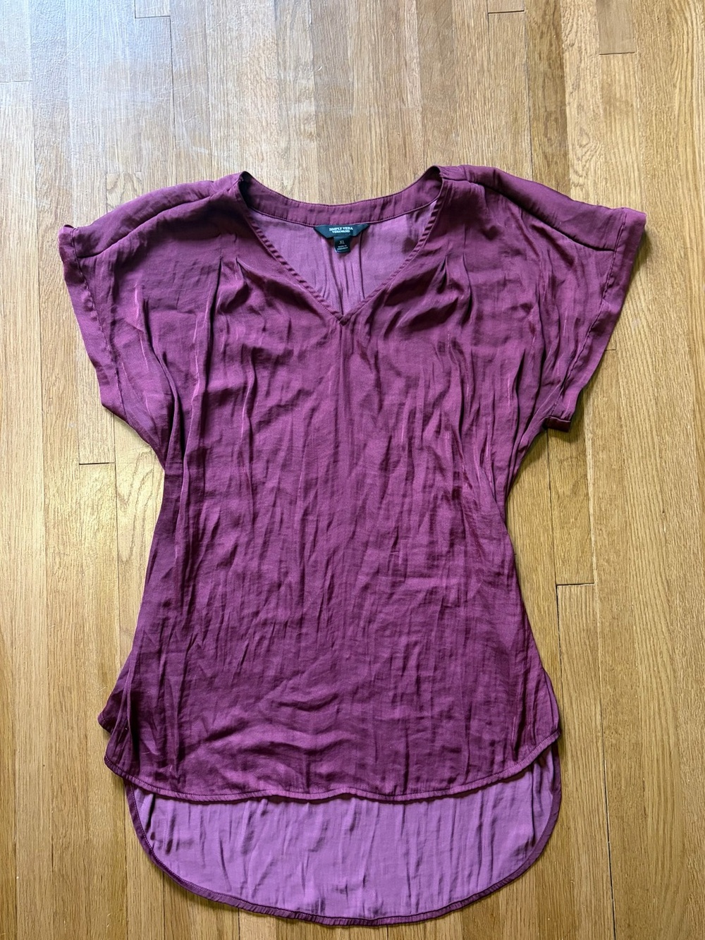 Vera Wang Whimsigoth Plum Purple Indie V-Neck Blouse Size XL